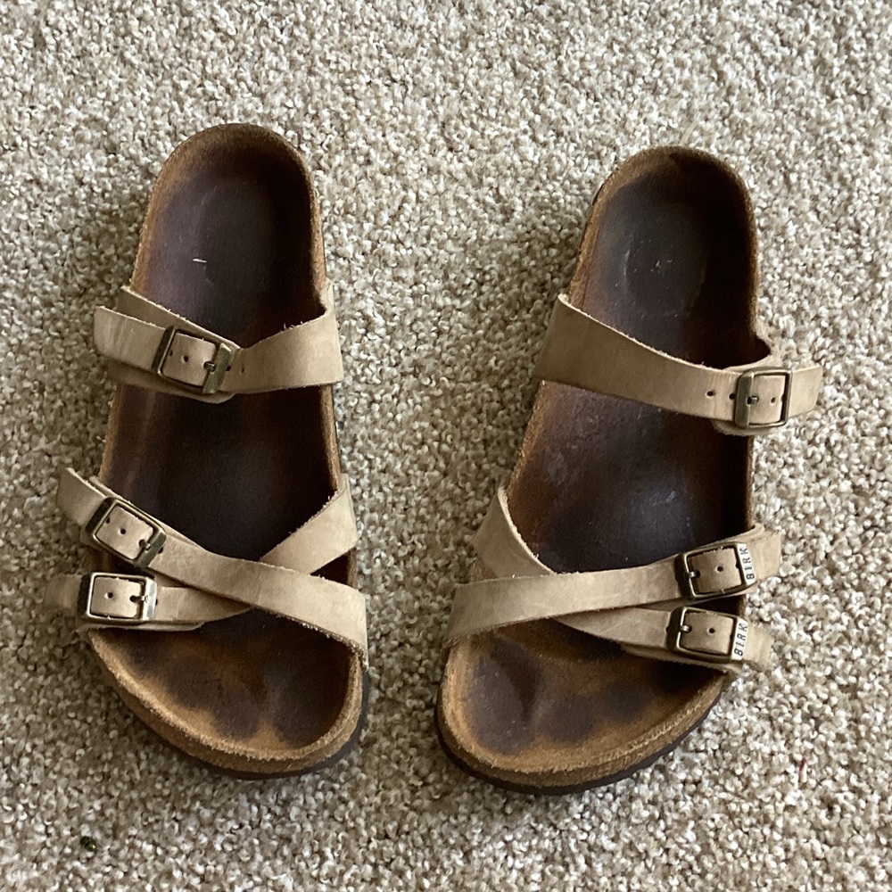 Birkenstock Women's Tan Triple-Strap Sandals